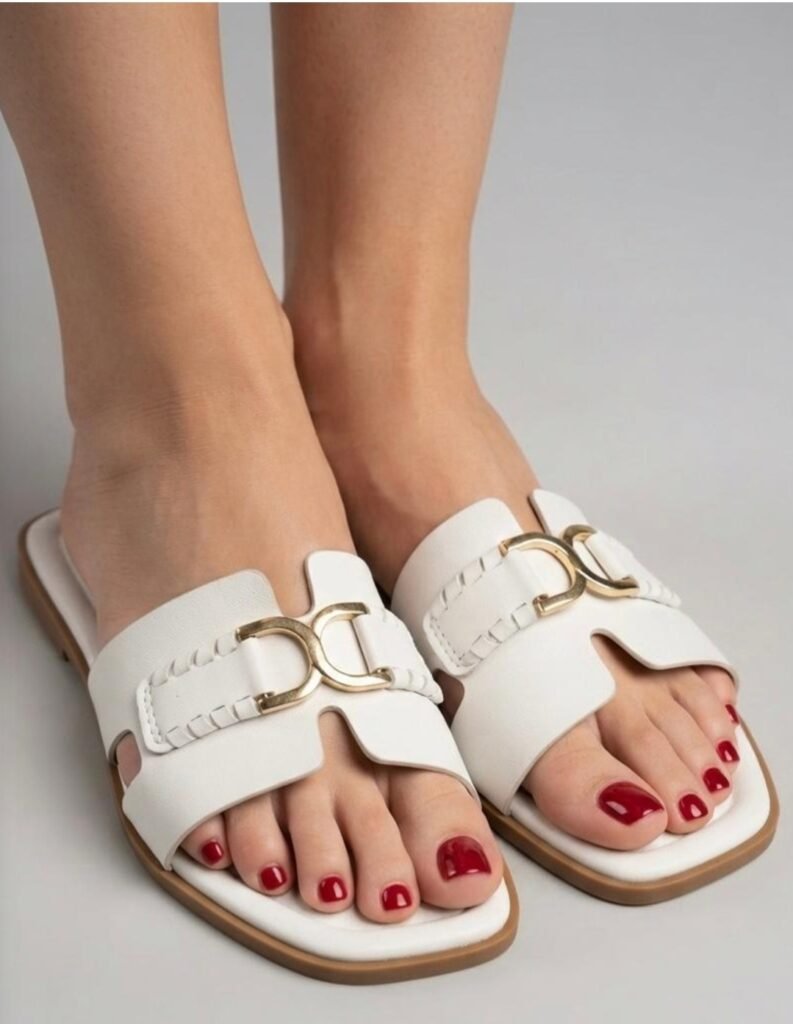 Mules Plates Blanches