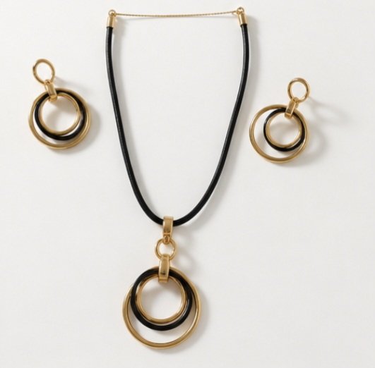 Parure de bijoux Fantaisie Collier et boucles d'oreilles Cercles articulés